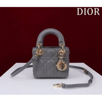 Dior Micro Lady Dior Bag in Lambskin Dark Grey 2024 M0856 (XXG-240923046)