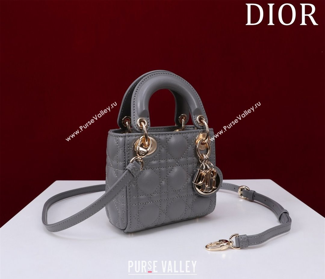 Dior Micro Lady Dior Bag in Lambskin Dark Grey 2024 M0856 (XXG-240923046)