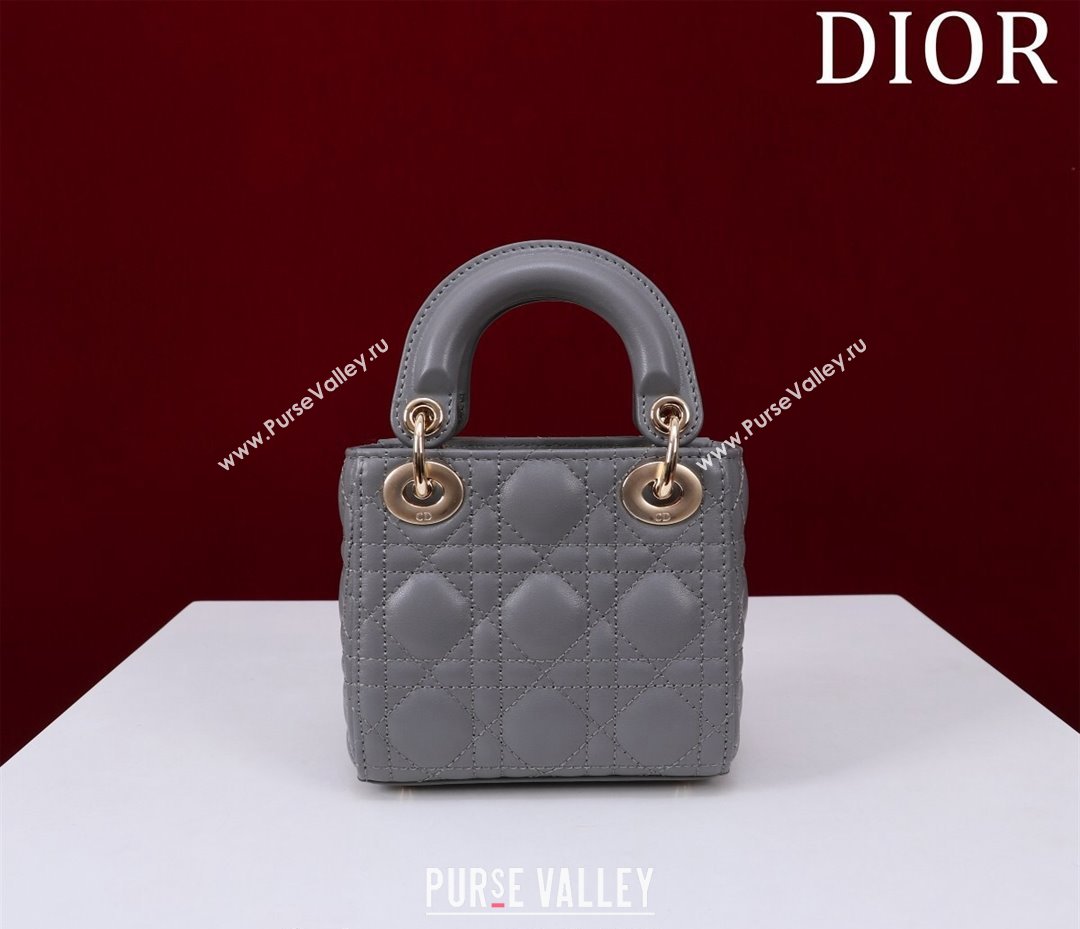 Dior Micro Lady Dior Bag in Lambskin Dark Grey 2024 M0856 (XXG-240923046)