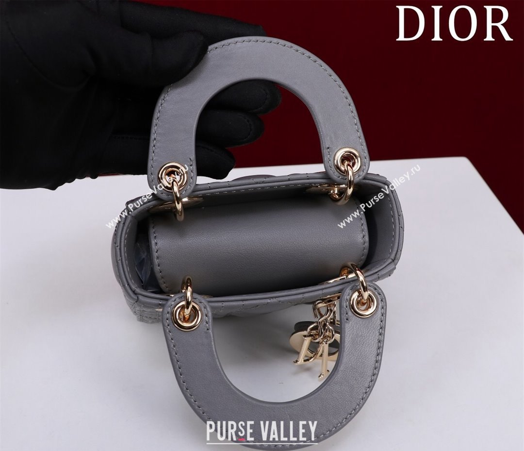 Dior Micro Lady Dior Bag in Lambskin Dark Grey 2024 M0856 (XXG-240923046)