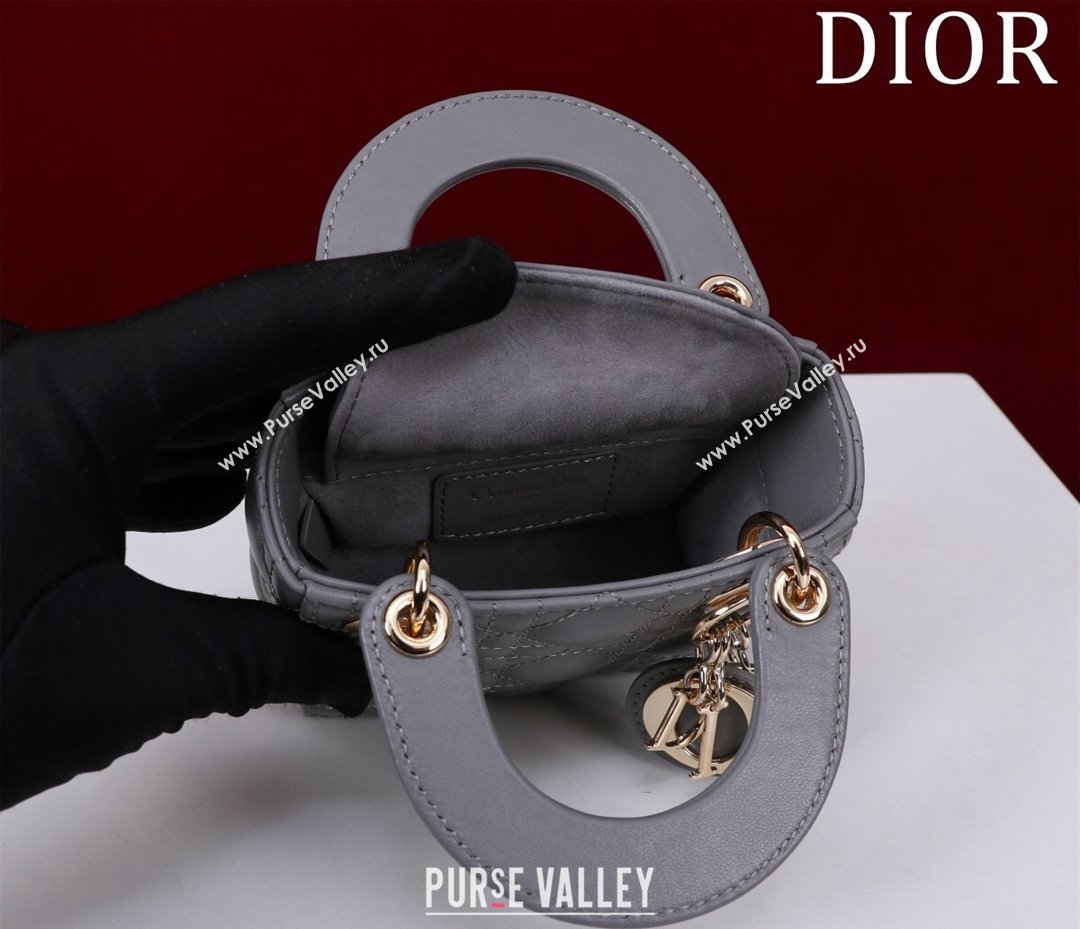 Dior Micro Lady Dior Bag in Lambskin Dark Grey 2024 M0856 (XXG-240923046)