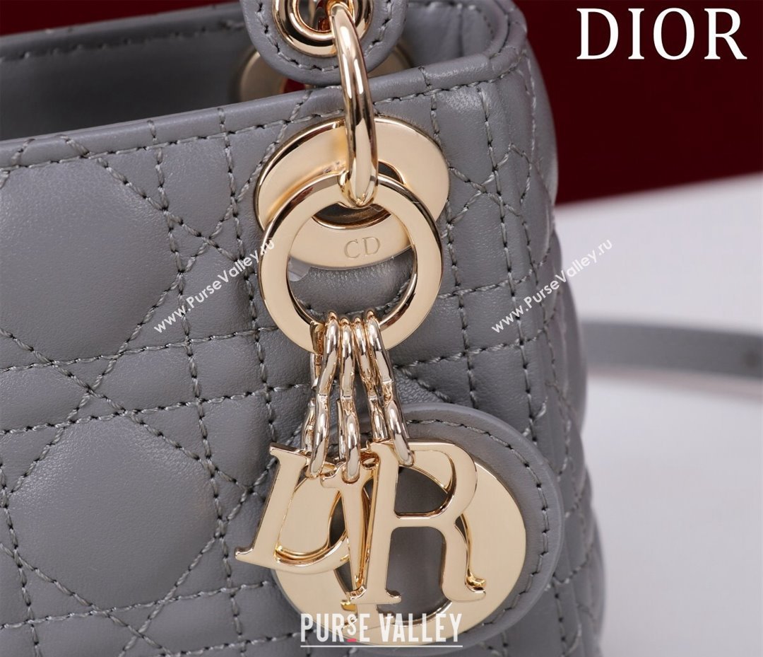 Dior Micro Lady Dior Bag in Lambskin Dark Grey 2024 M0856 (XXG-240923046)