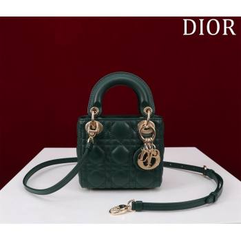 Dior Micro Lady Dior Bag in Lambskin Dark Green 2024 M0856 (XXG-240923047)