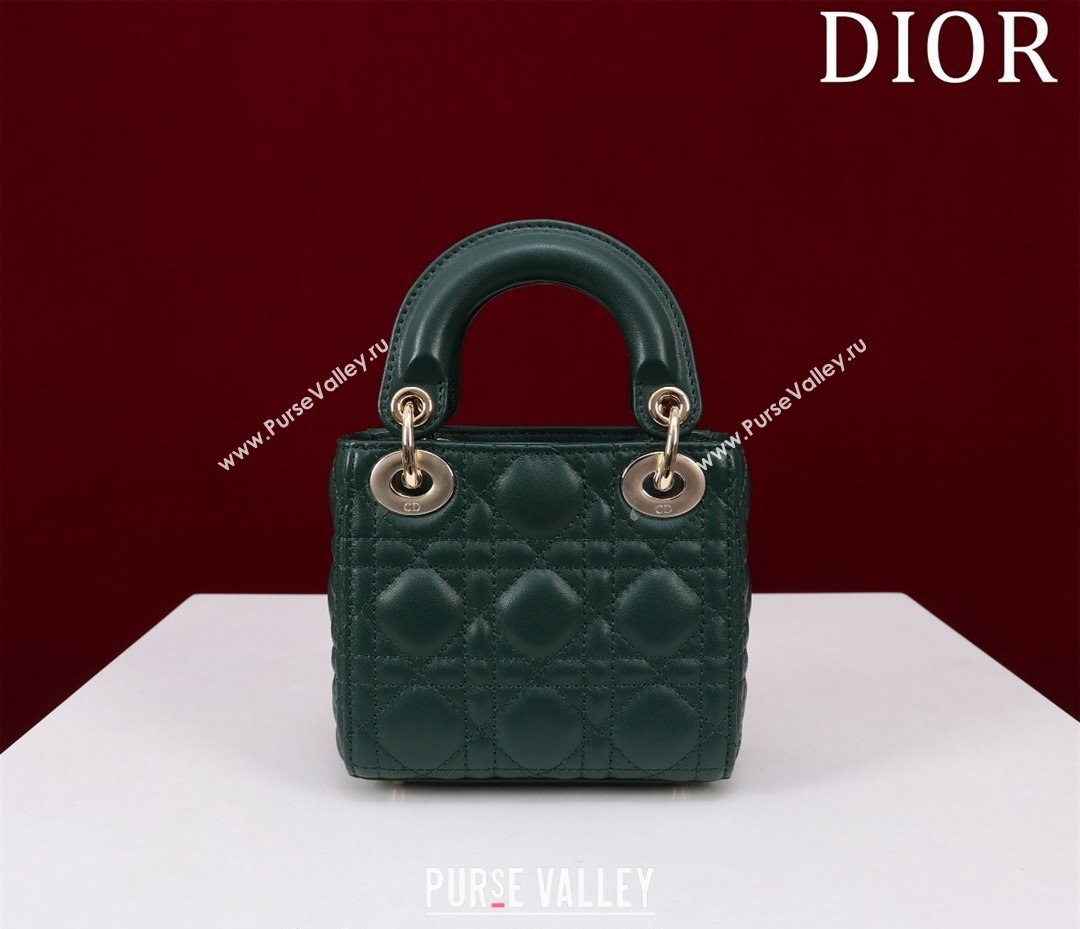 Dior Micro Lady Dior Bag in Lambskin Dark Green 2024 M0856 (XXG-240923047)