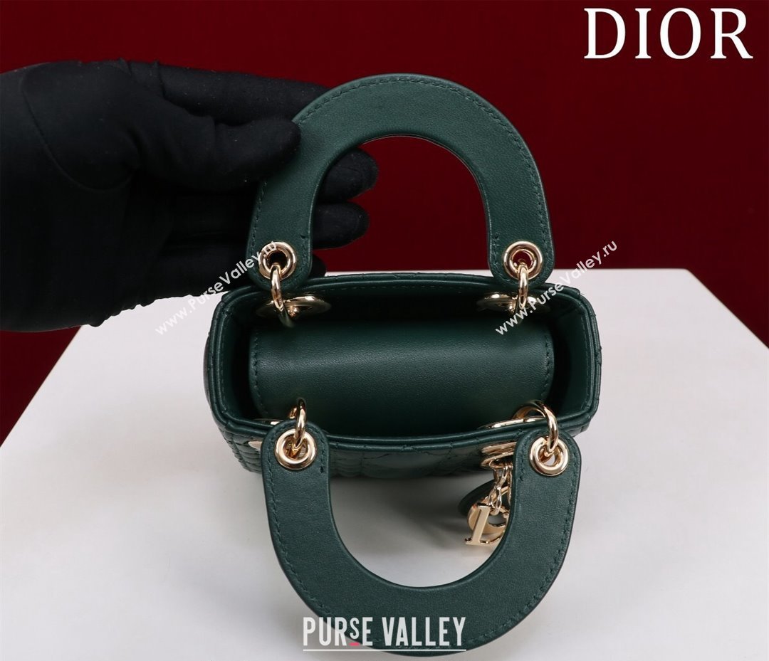 Dior Micro Lady Dior Bag in Lambskin Dark Green 2024 M0856 (XXG-240923047)