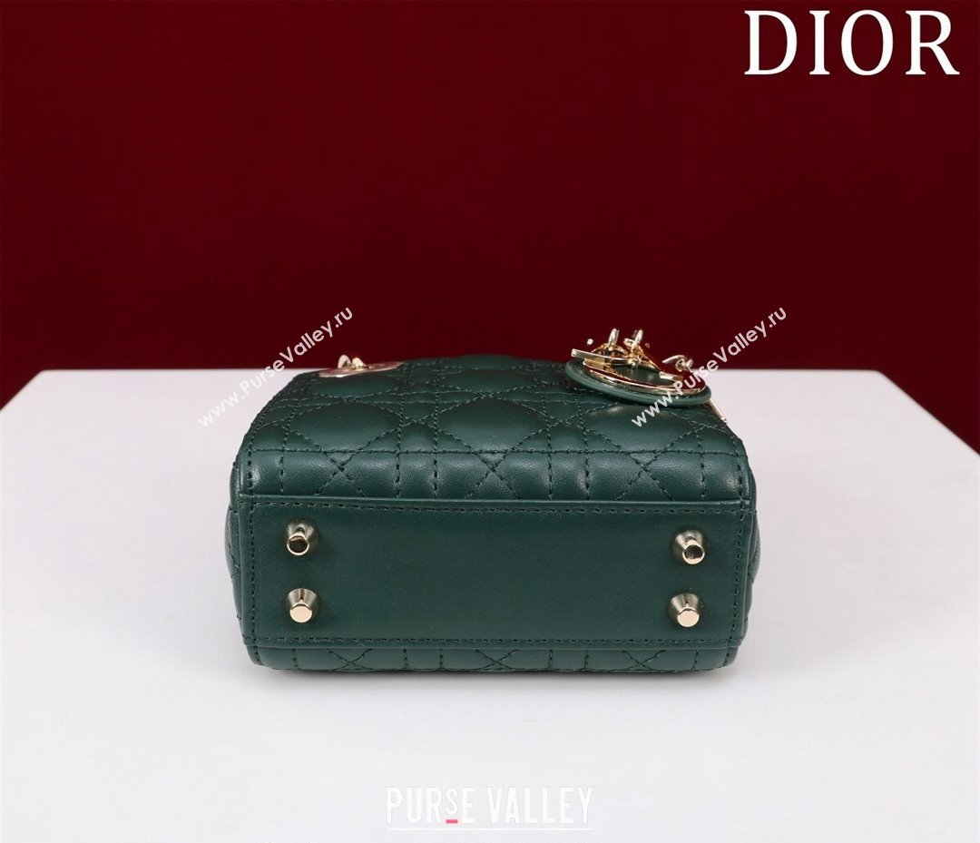 Dior Micro Lady Dior Bag in Lambskin Dark Green 2024 M0856 (XXG-240923047)