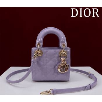 Dior Micro Lady Dior Bag in Patent Leather Light Purple 2024 M0856 (XXG-240923049)