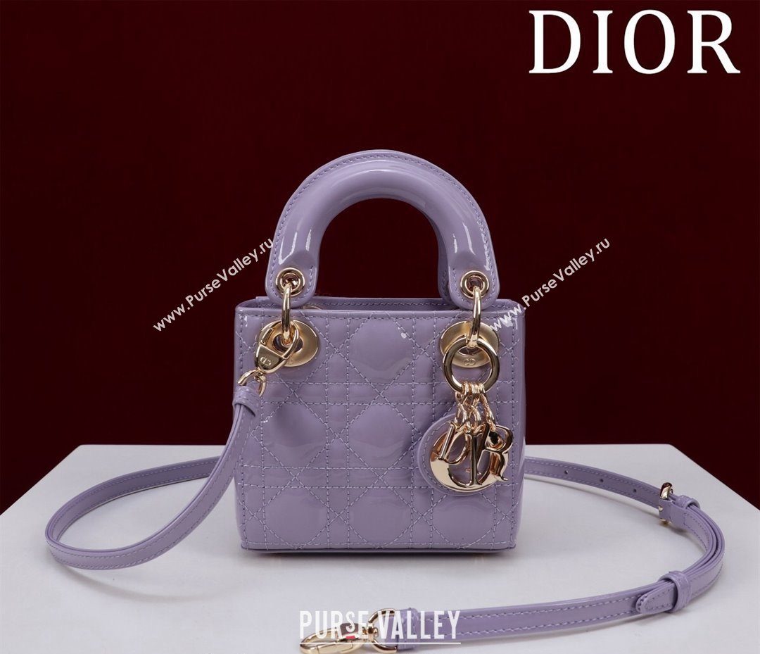 Dior Micro Lady Dior Bag in Patent Leather Light Purple 2024 M0856 (XXG-240923049)