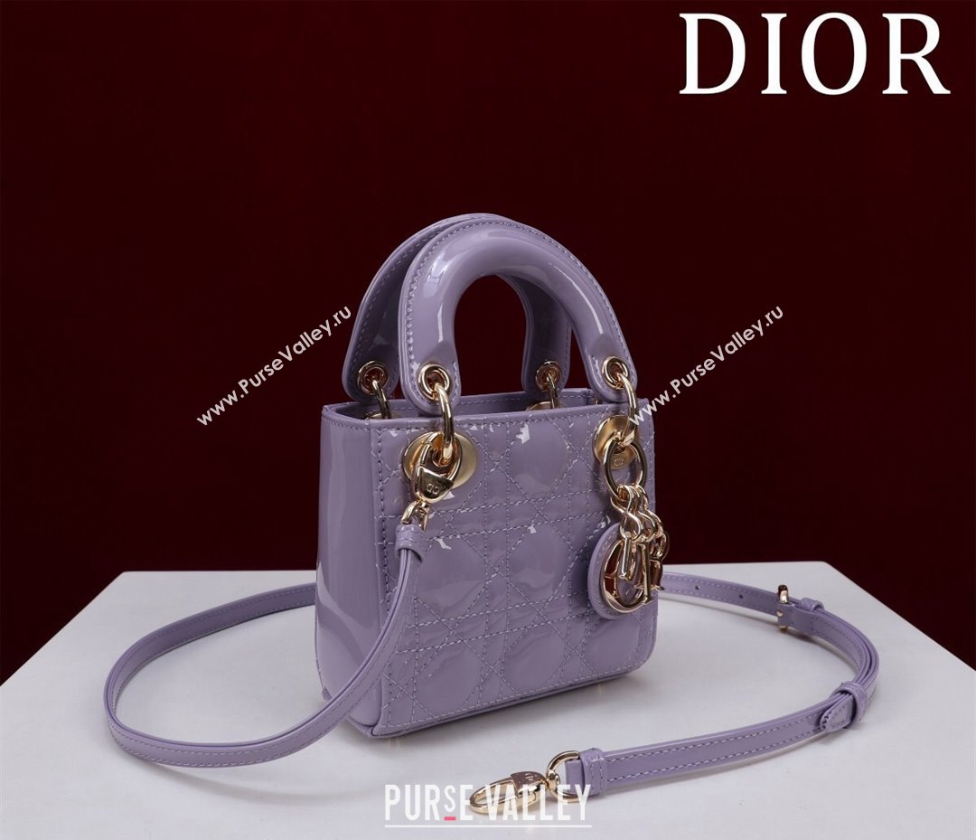 Dior Micro Lady Dior Bag in Patent Leather Light Purple 2024 M0856 (XXG-240923049)