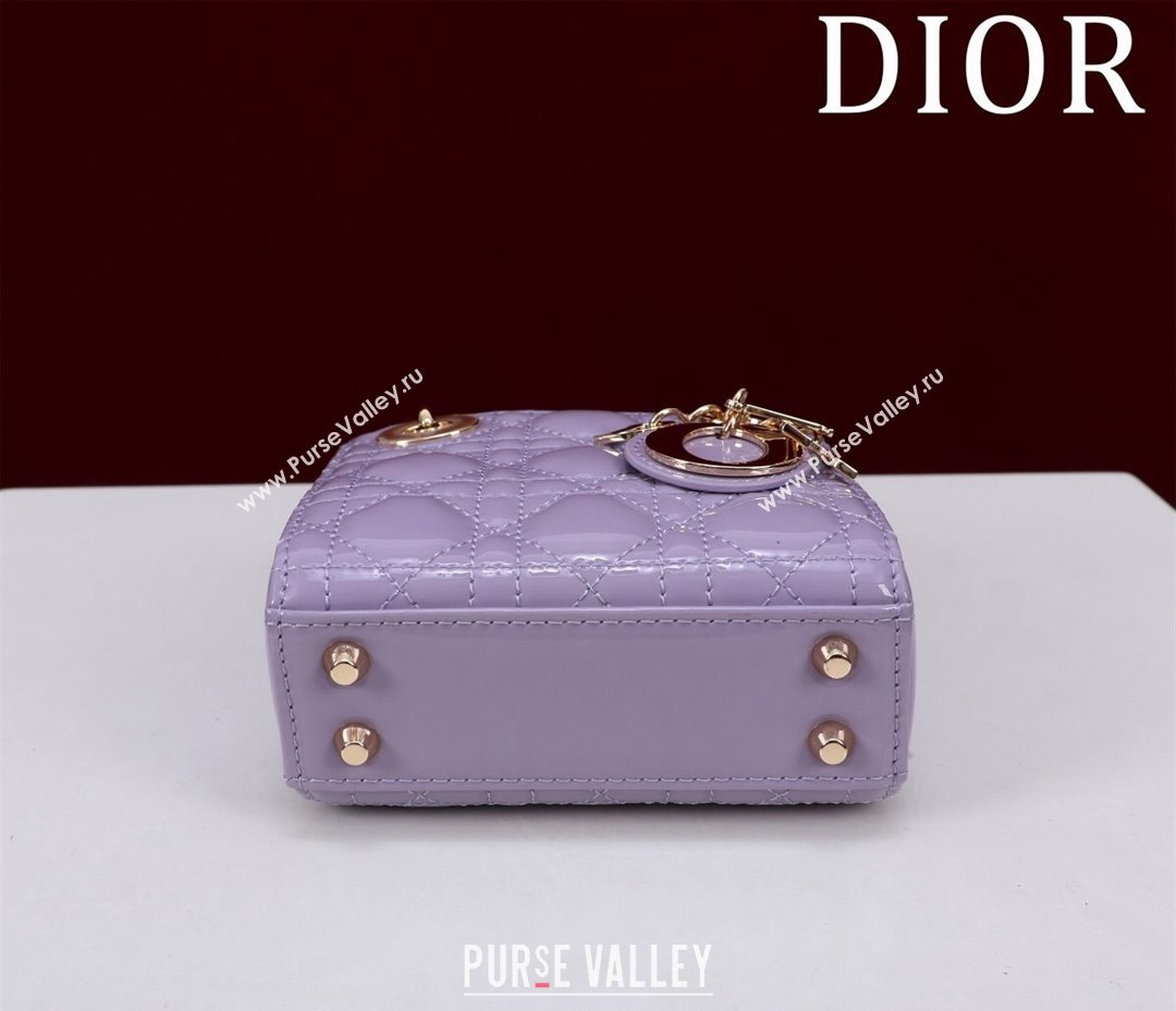 Dior Micro Lady Dior Bag in Patent Leather Light Purple 2024 M0856 (XXG-240923049)