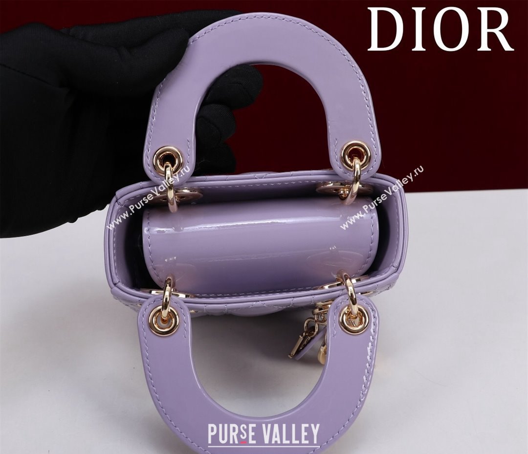 Dior Micro Lady Dior Bag in Patent Leather Light Purple 2024 M0856 (XXG-240923049)