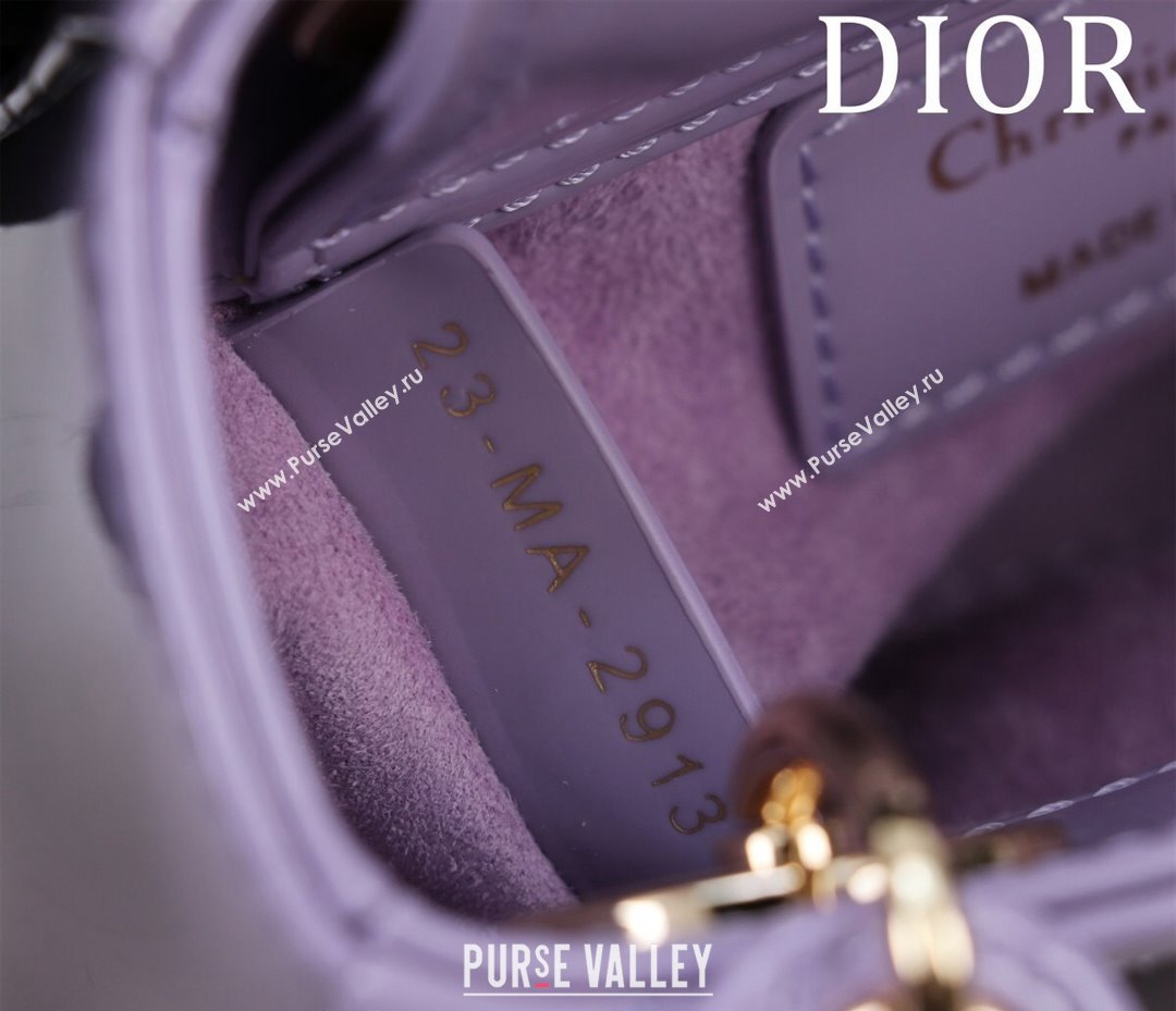 Dior Micro Lady Dior Bag in Patent Leather Light Purple 2024 M0856 (XXG-240923049)