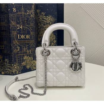 Dior Classic Mini Lady Dior Bag in Cannage Lambskin Princess White/Silver 2024 (BF-240923051)