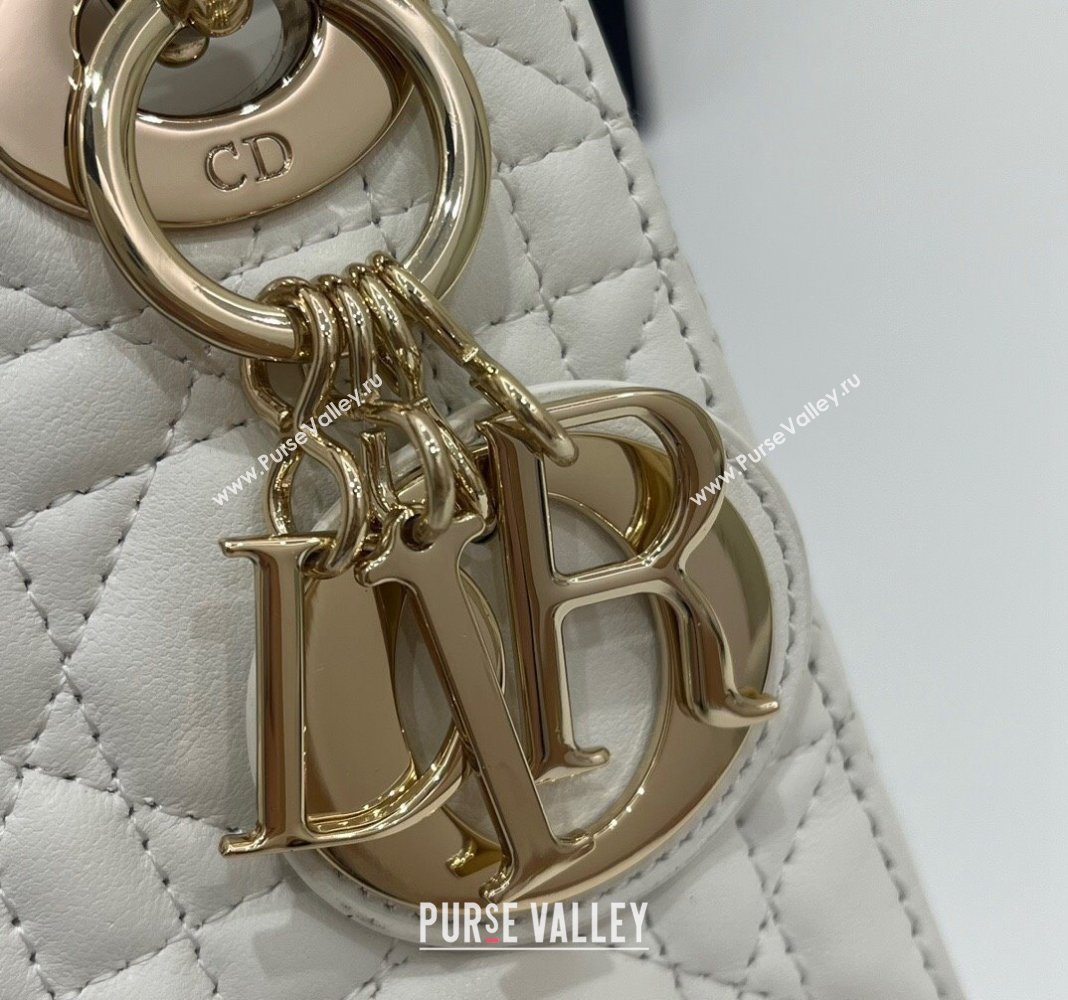 Dior Classic Mini Lady Dior Bag in Cannage Lambskin Princess White/Gold 2024 (BF-240923052)