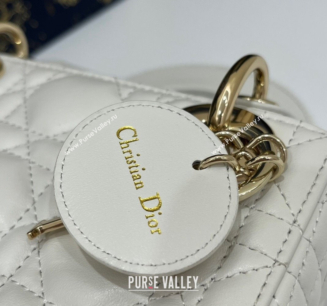 Dior Classic Mini Lady Dior Bag in Cannage Lambskin Princess White/Gold 2024 (BF-240923052)