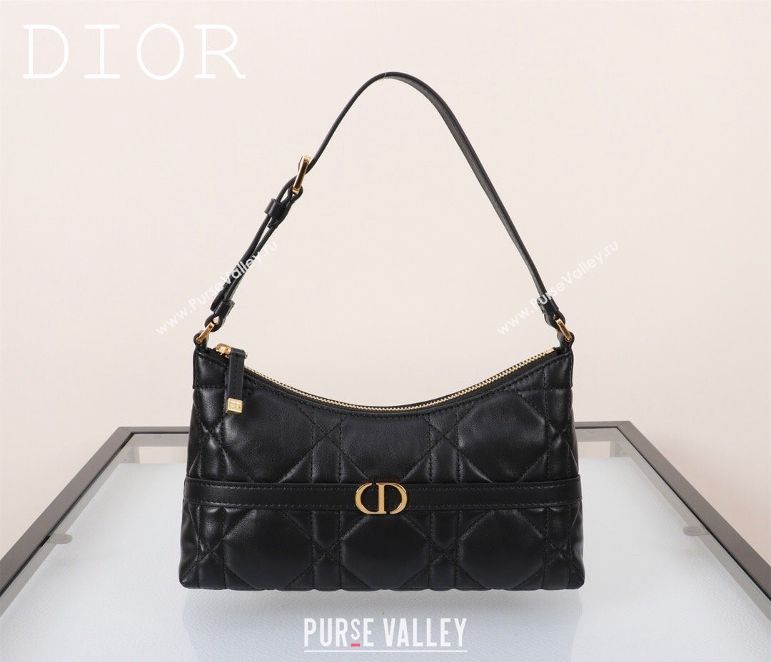 Dior 30 Montaigne Mini Hobo Shoulder Bag in Black Cannage Lambskin 2024 DR2381 (BF-240923099)