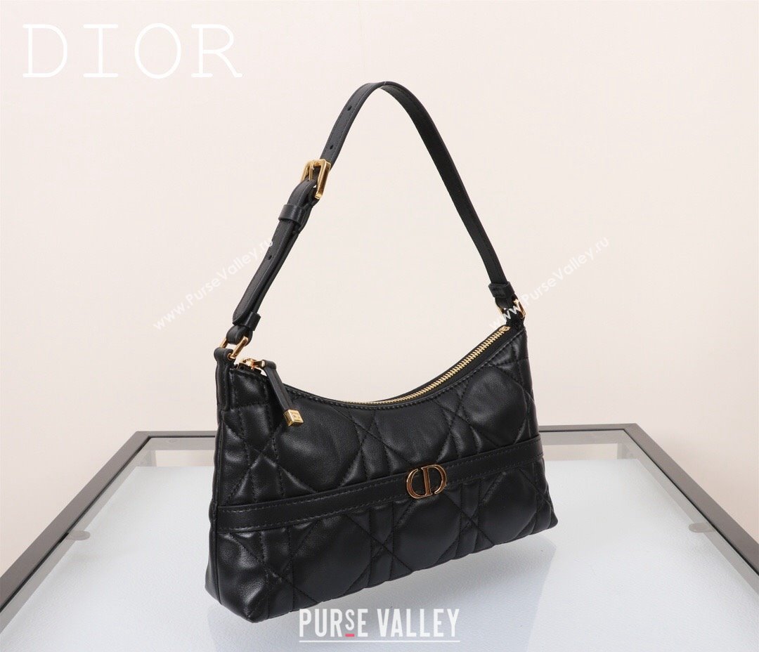 Dior 30 Montaigne Mini Hobo Shoulder Bag in Black Cannage Lambskin 2024 DR2381 (BF-240923099)