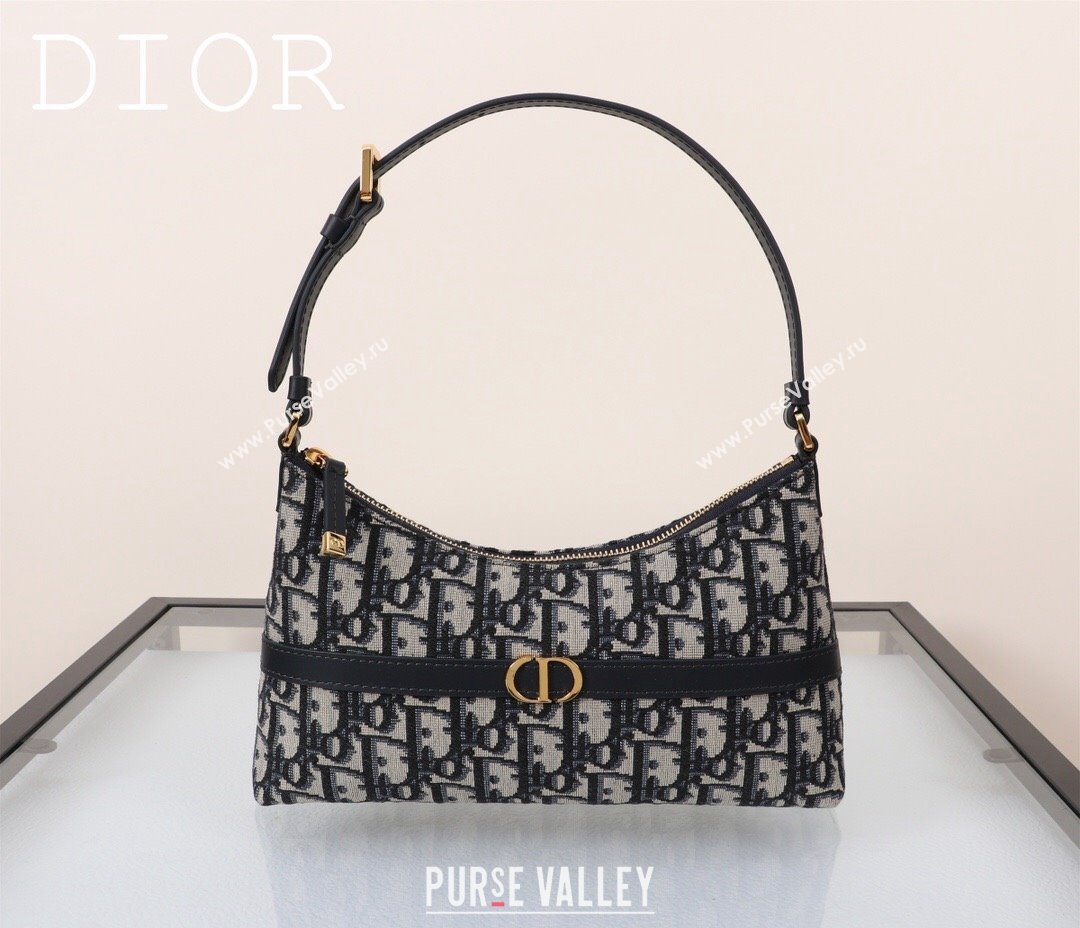 Dior 30 Montaigne Mini Hobo Shoulder Bag in Blue Dior Oblique Jacquard 2024 DR2381 (BF-240923100)