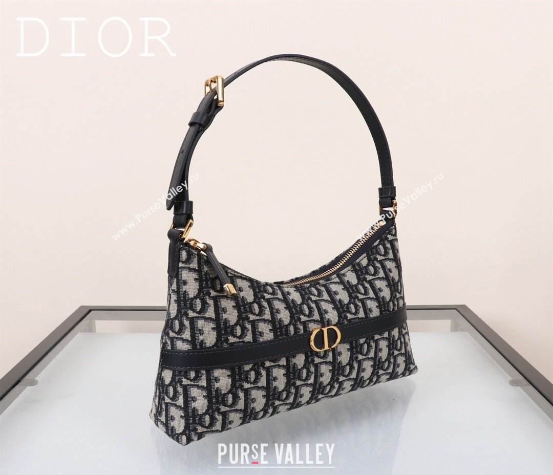 Dior 30 Montaigne Mini Hobo Shoulder Bag in Blue Dior Oblique Jacquard 2024 DR2381 (BF-240923100)