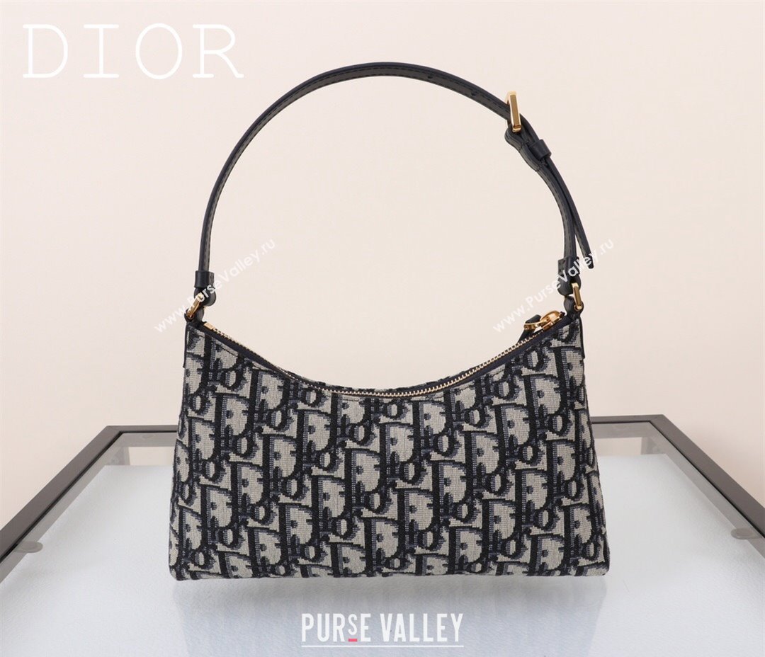 Dior 30 Montaigne Mini Hobo Shoulder Bag in Blue Dior Oblique Jacquard 2024 DR2381 (BF-240923100)