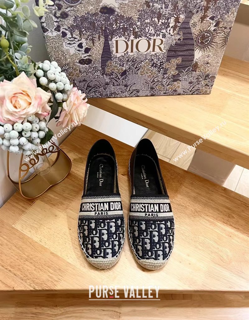 Dior Espadrilles Flat in Oblique Embroidered Fabric Blue 2024 0930 (HB-240930038)