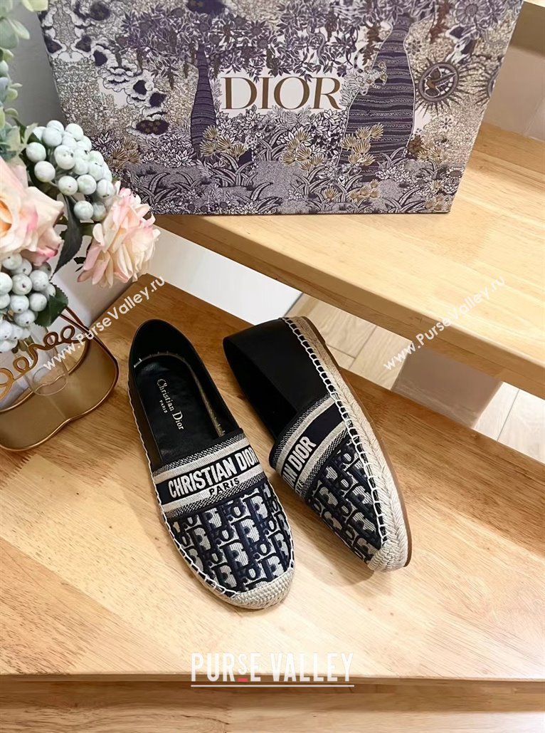 Dior Espadrilles Flat in Oblique Embroidered Fabric Blue 2024 0930 (HB-240930038)