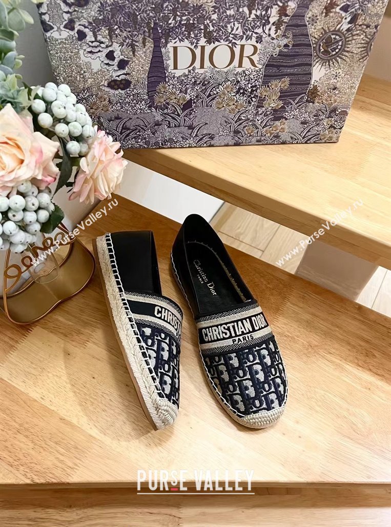 Dior Espadrilles Flat in Oblique Embroidered Fabric Blue 2024 0930 (HB-240930038)