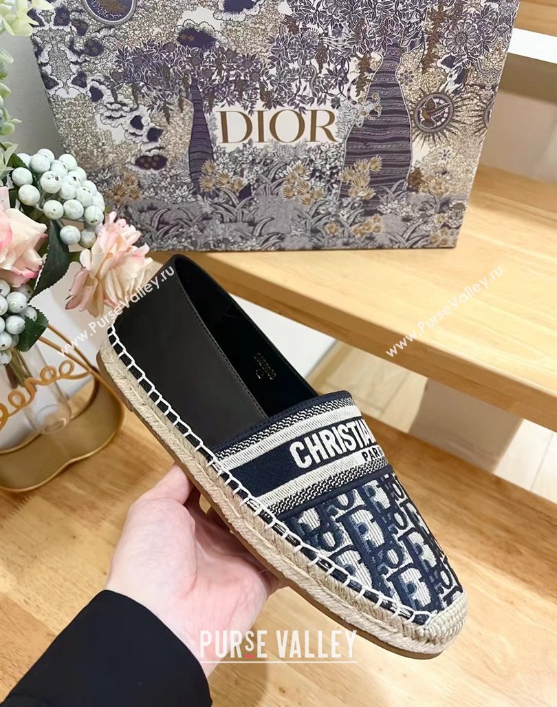 Dior Espadrilles Flat in Oblique Embroidered Fabric Blue 2024 0930 (HB-240930038)