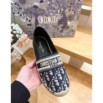 Dior Espadrilles Flat in Oblique Embroidered Fabric Blue 2024 0930 (HB-240930038)