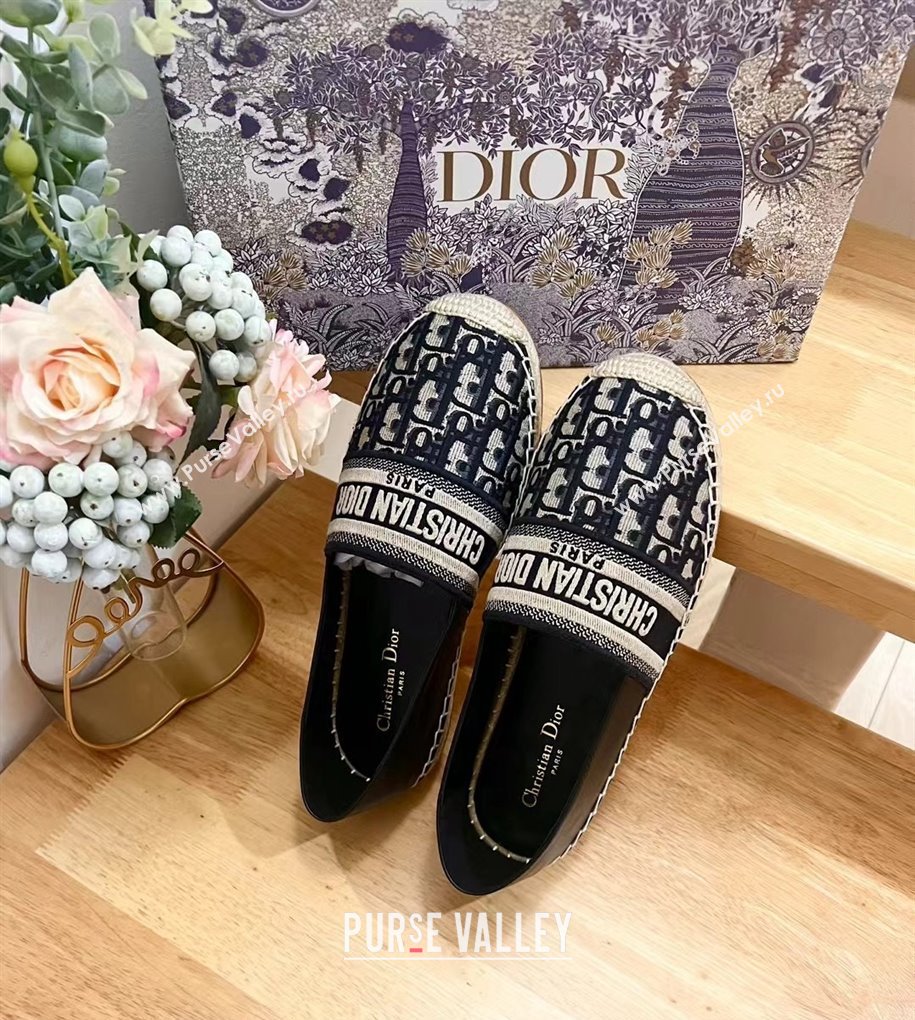 Dior Espadrilles Flat in Oblique Embroidered Fabric Blue 2024 0930 (HB-240930038)