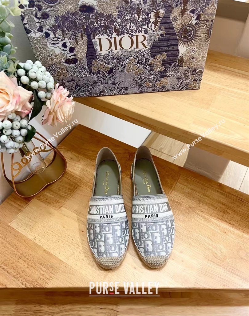 Dior Espadrilles Flat in Oblique Embroidered Fabric Grey 2024 0930 (HB-240930039)