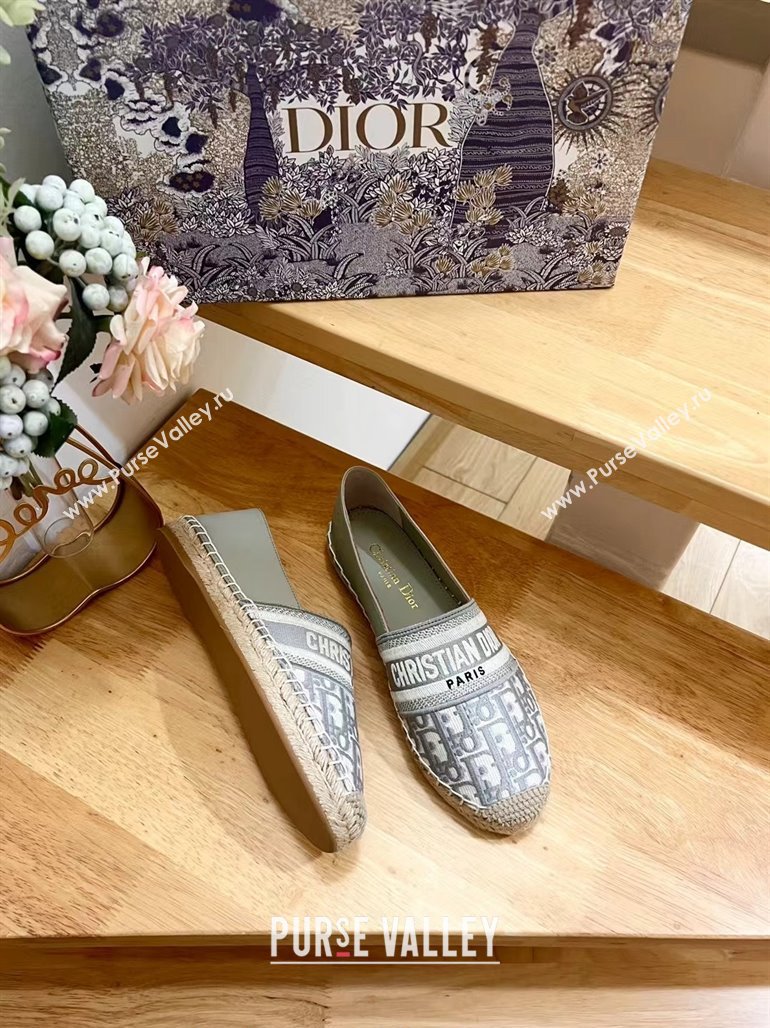 Dior Espadrilles Flat in Oblique Embroidered Fabric Grey 2024 0930 (HB-240930039)