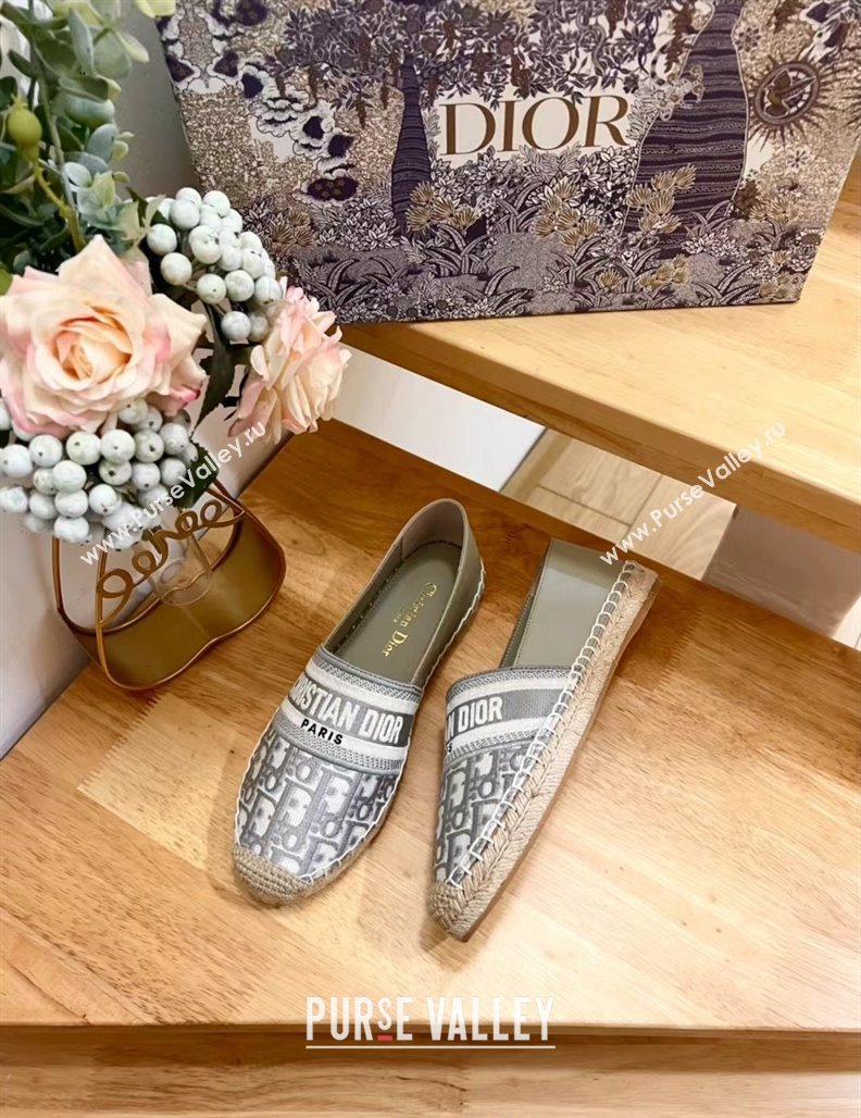 Dior Espadrilles Flat in Oblique Embroidered Fabric Grey 2024 0930 (HB-240930039)