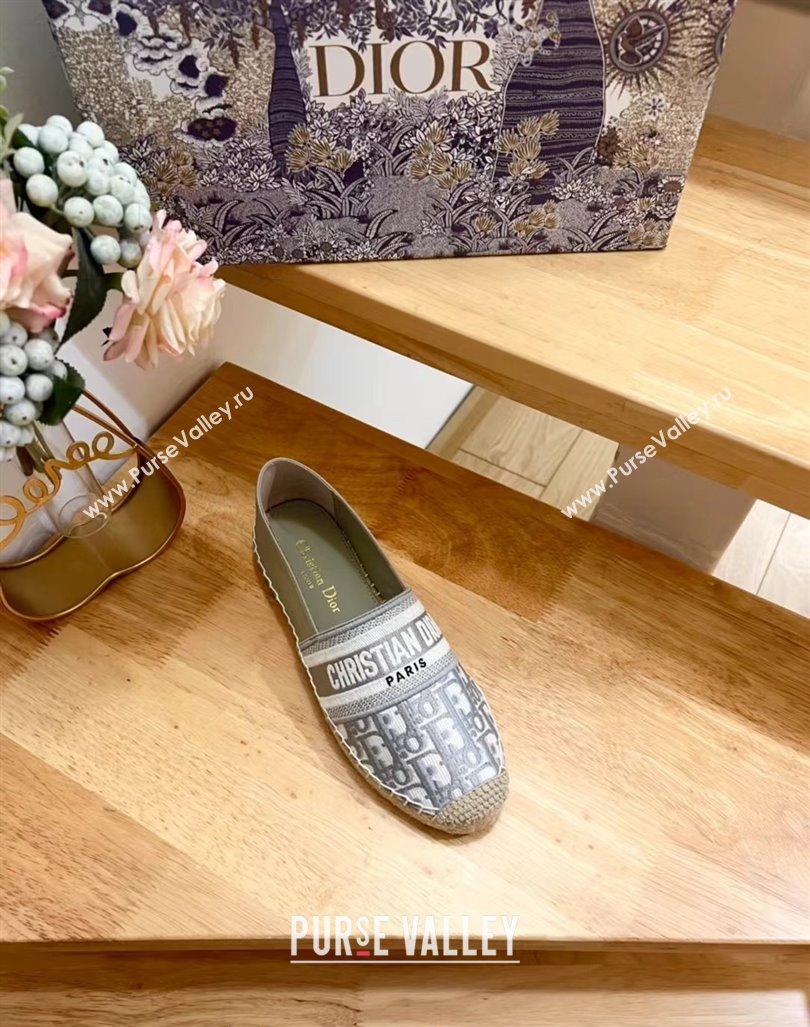 Dior Espadrilles Flat in Oblique Embroidered Fabric Grey 2024 0930 (HB-240930039)