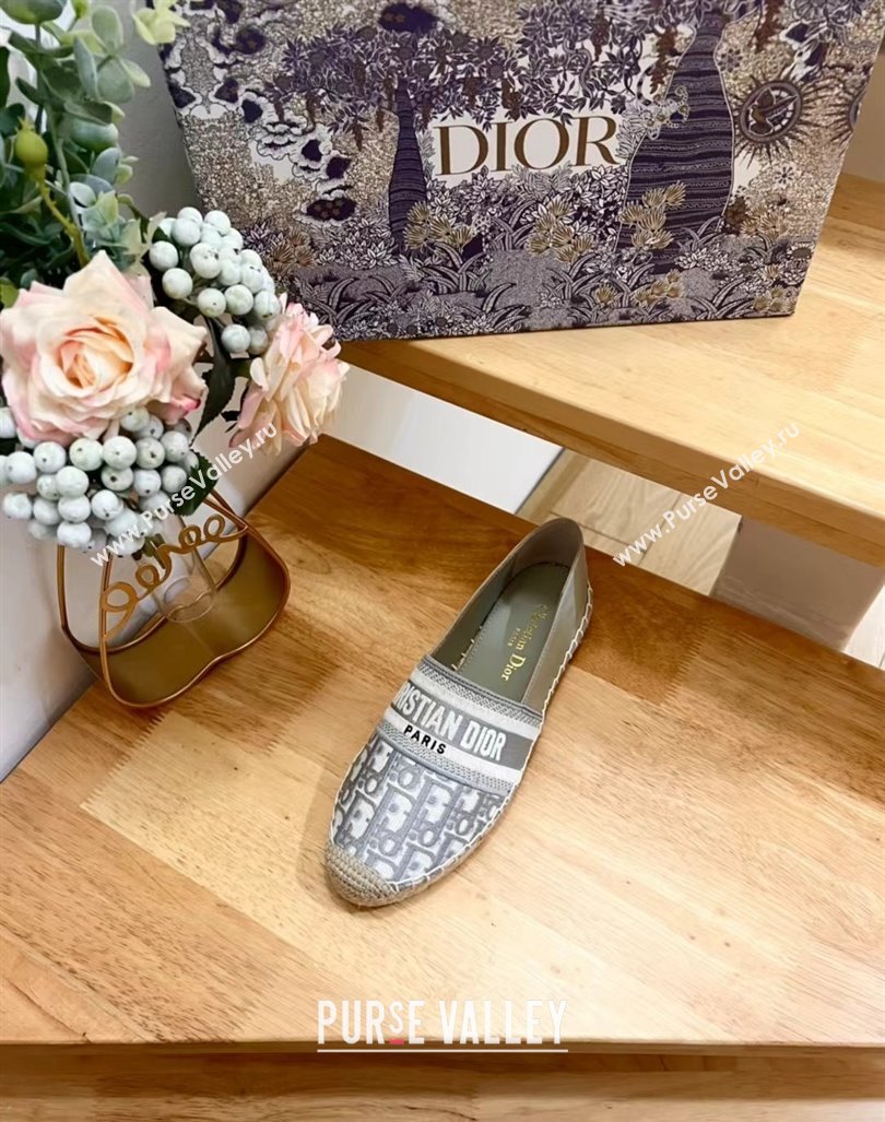 Dior Espadrilles Flat in Oblique Embroidered Fabric Grey 2024 0930 (HB-240930039)