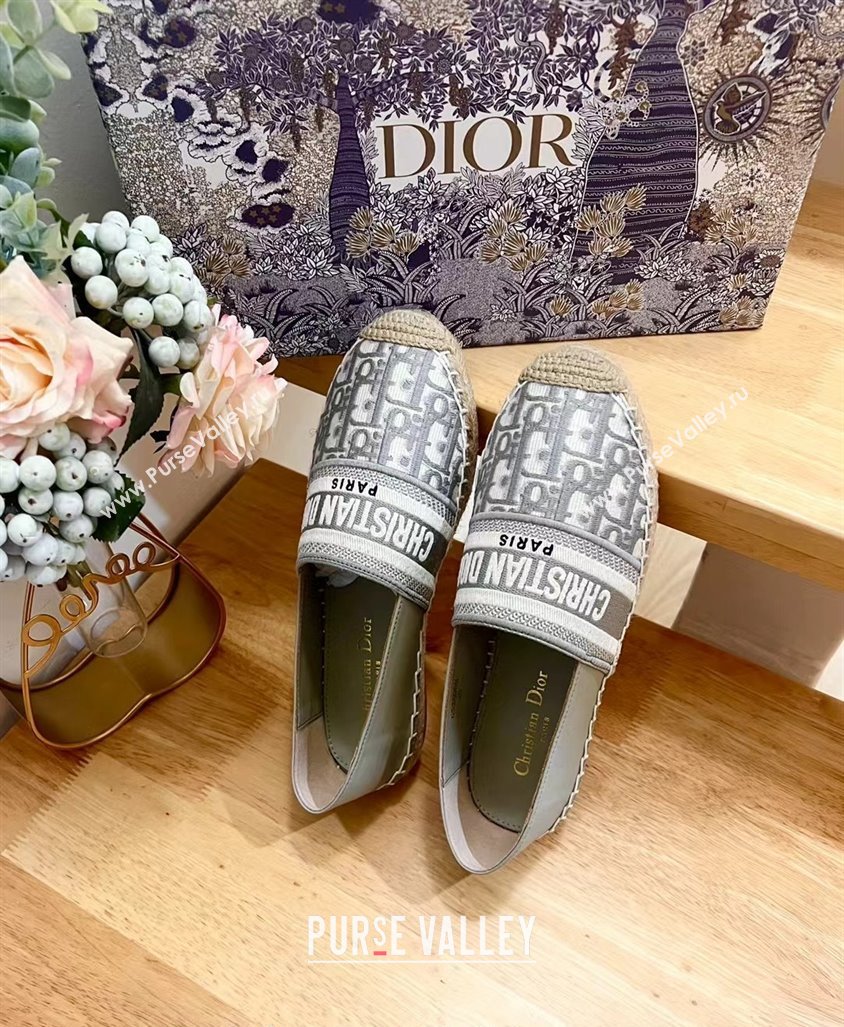 Dior Espadrilles Flat in Oblique Embroidered Fabric Grey 2024 0930 (HB-240930039)