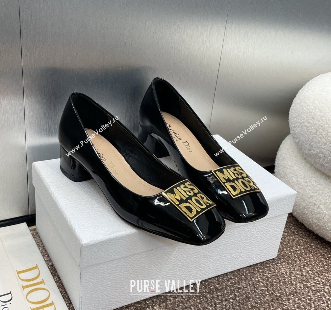 Dior Miss Dior Pump 3.5cm in Patent Calfskin Black 2024 0930 (MD-240930002)