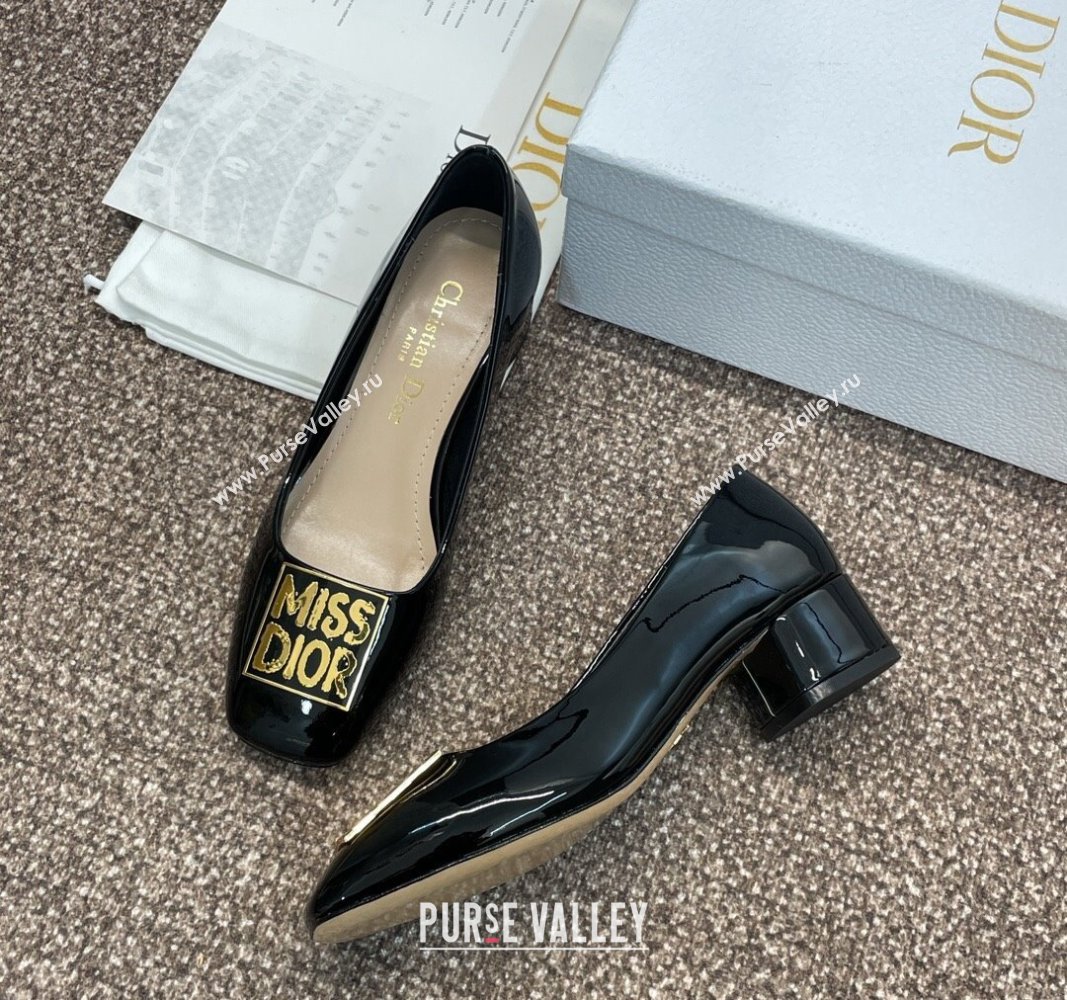 Dior Miss Dior Pump 3.5cm in Patent Calfskin Black 2024 0930 (MD-240930002)