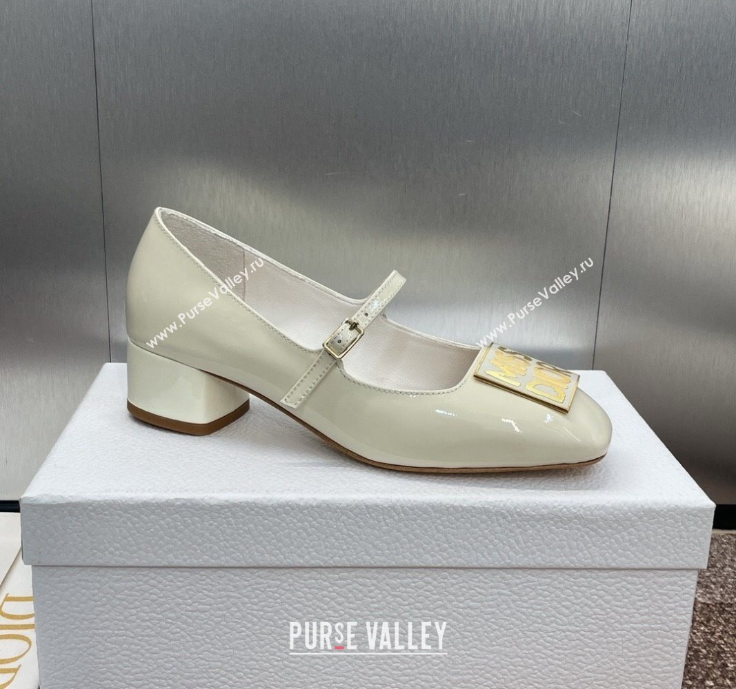 Dior Miss Dior Mary Janes Pumps 3.5cm in Patent Leather White 2024 0929 (MD-240930003)