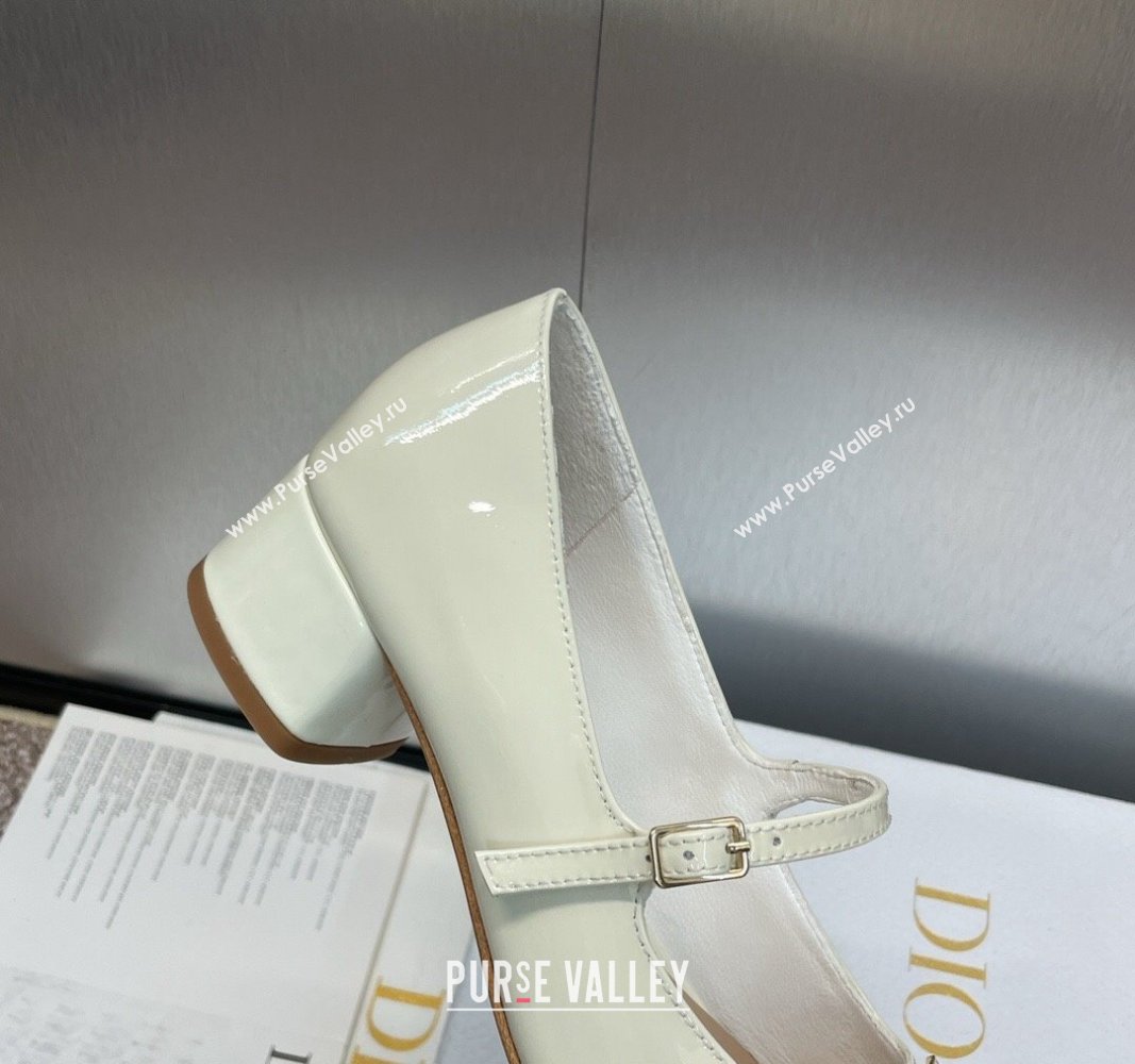 Dior Miss Dior Mary Janes Pumps 3.5cm in Patent Leather White 2024 0929 (MD-240930003)