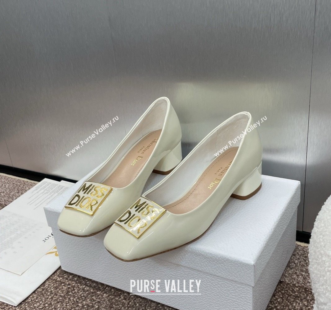 Dior Miss Dior Pump 3.5cm in Patent Calfskin White 2024 0930 (MD-240930001)