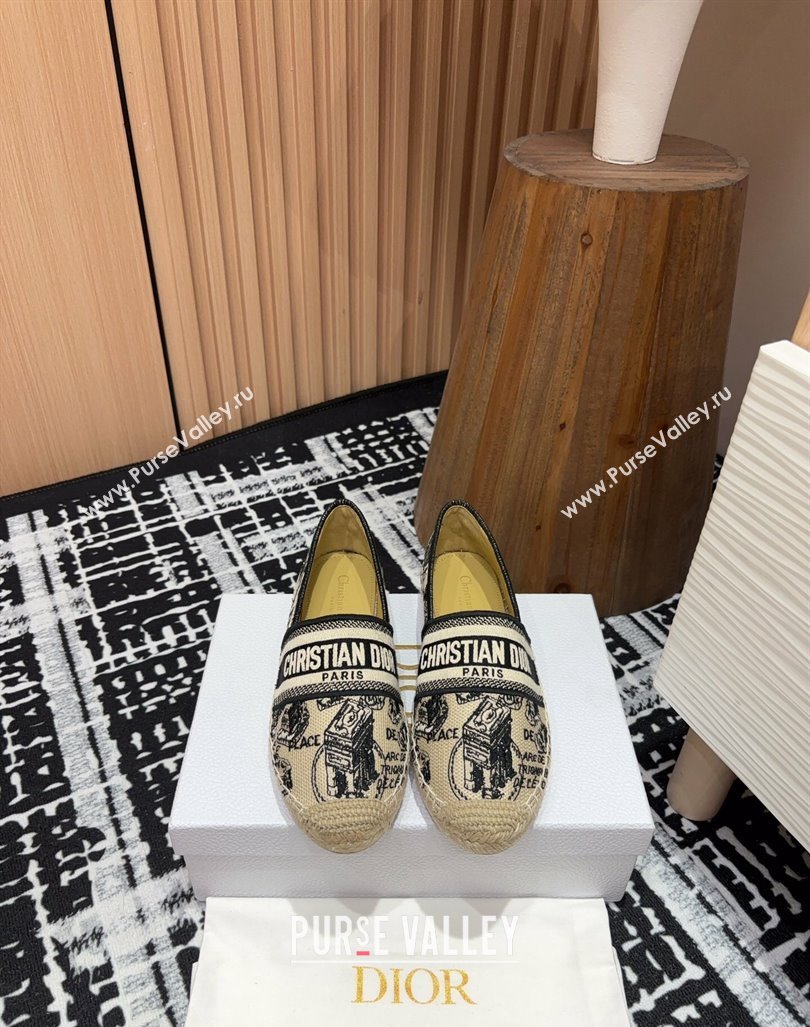 Dior Flat Espadrilles in Light Beige Cotton Embroidered with Plan de Paris Motif 2024 (SS-240930048)