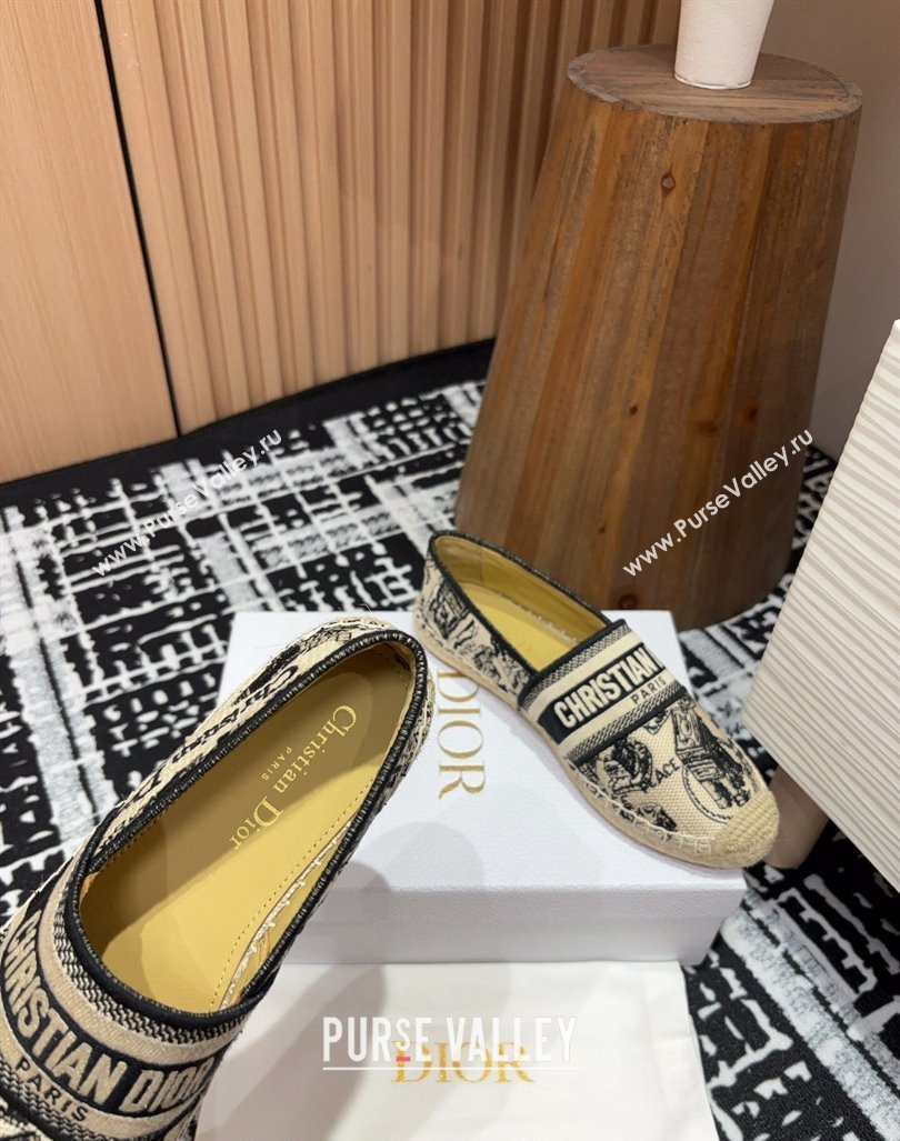 Dior Flat Espadrilles in Light Beige Cotton Embroidered with Plan de Paris Motif 2024 (SS-240930048)