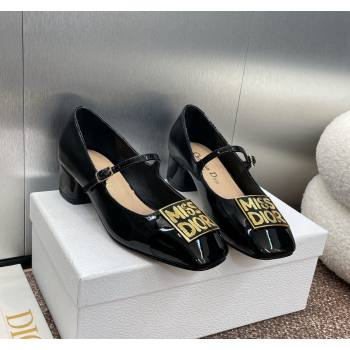 Dior Miss Dior Mary Janes Pumps 3.5cm in Patent Leather Black 2024 (MD-240930004)