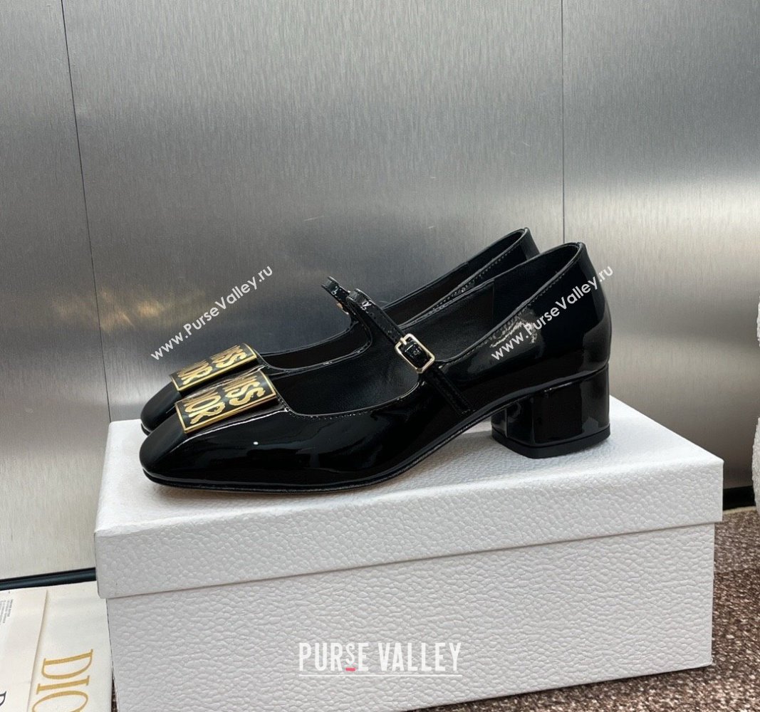 Dior Miss Dior Mary Janes Pumps 3.5cm in Patent Leather Black 2024 (MD-240930004)