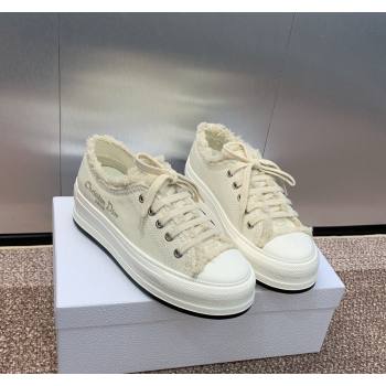 Dior WalknDior Platform Sneakers in Pale Beige Fringed and Embroidered Cotton Canvas 2024 (SS-240930050)