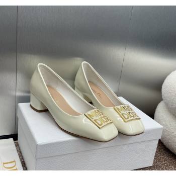 Dior Miss Dior Pump 3.5cm in Patent Calfskin White 2024 0930 (MD-240930001)