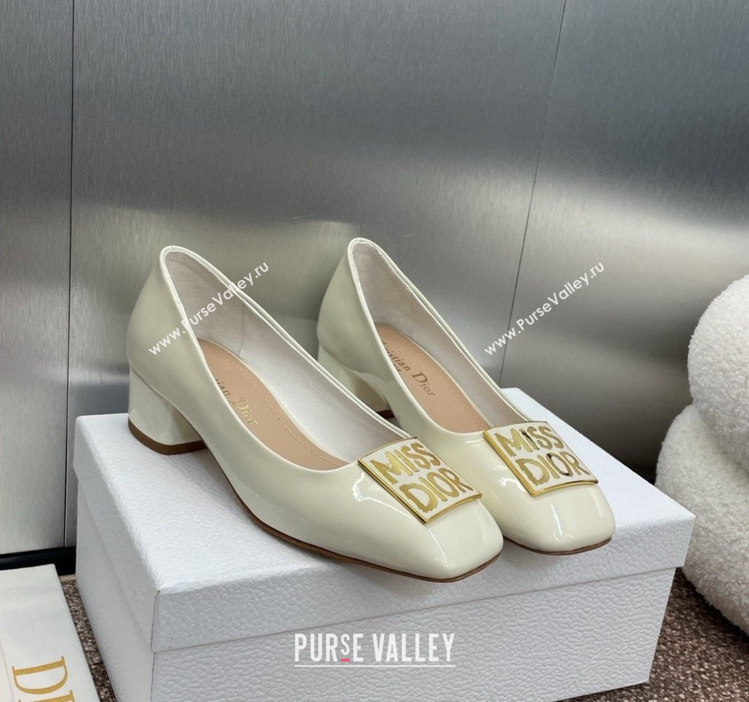 Dior Miss Dior Pump 3.5cm in Patent Calfskin White 2024 0930 (MD-240930001)