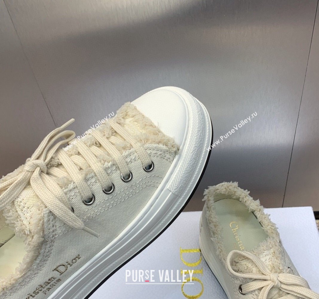 Dior WalknDior Platform Sneakers in Pale Beige Fringed and Embroidered Cotton Canvas 2024 (SS-240930050)
