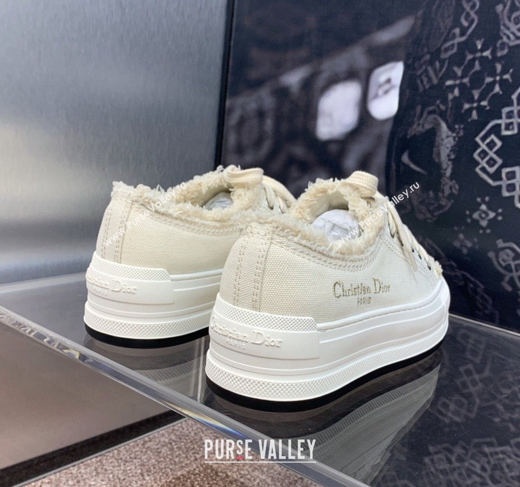 Dior WalknDior Platform Sneakers in Pale Beige Fringed and Embroidered Cotton Canvas 2024 (SS-240930050)